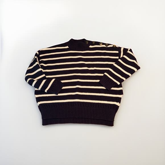 Sezane Sweaters - SEZANE ADRIAN SWEATER Le Maille Large Nautical Sailor Navy Stripe